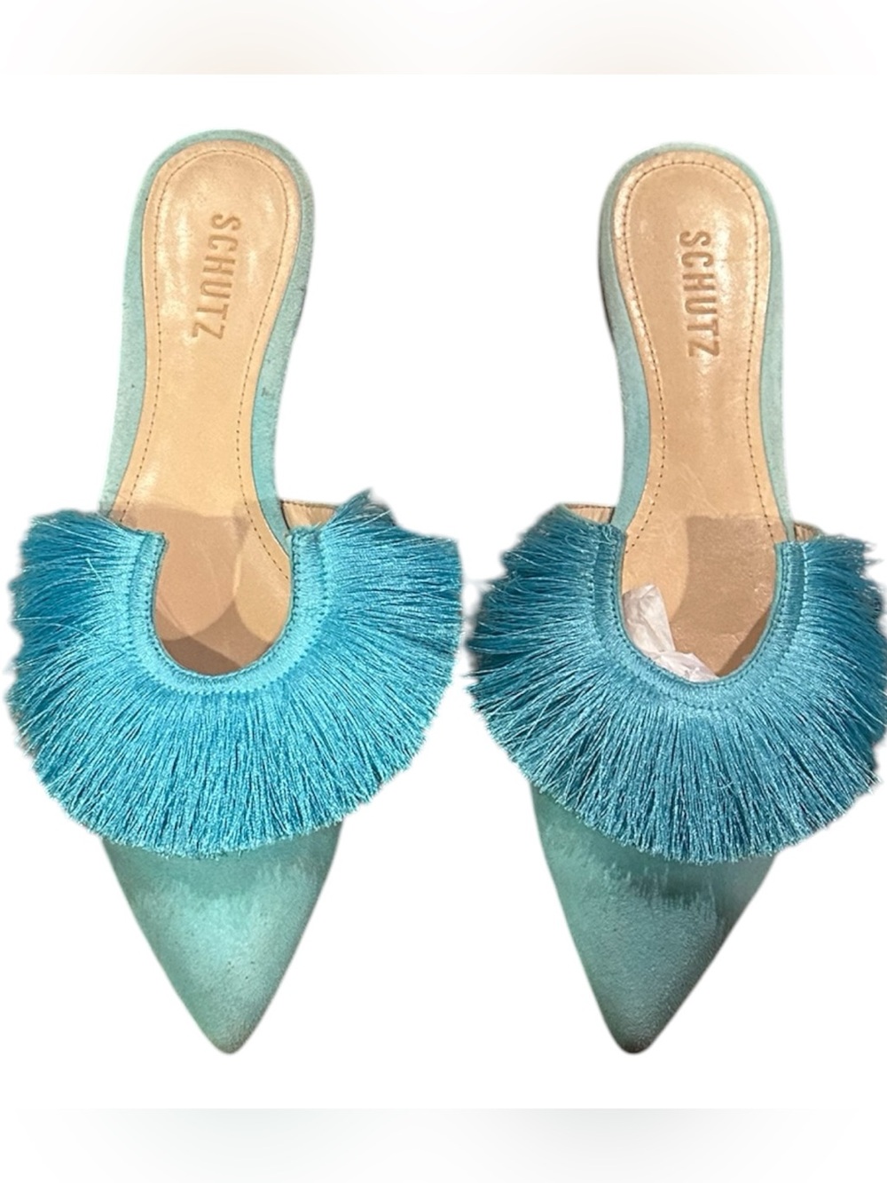 Schutz Brenle Pointed Toe suede leather Flat Mules slides  9 unique